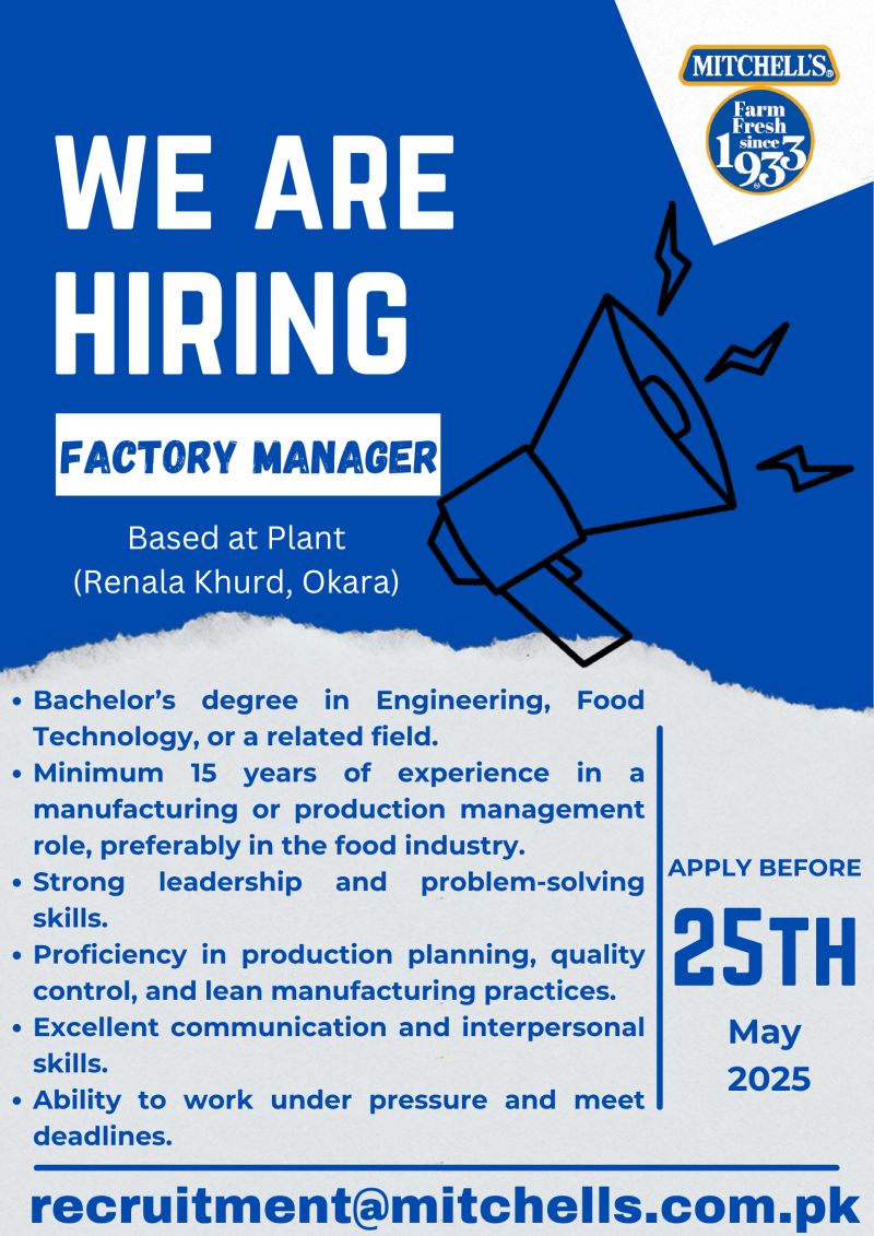 Mitchell's Fruit Farms Limited MFFL Jobs Factory Manager 1