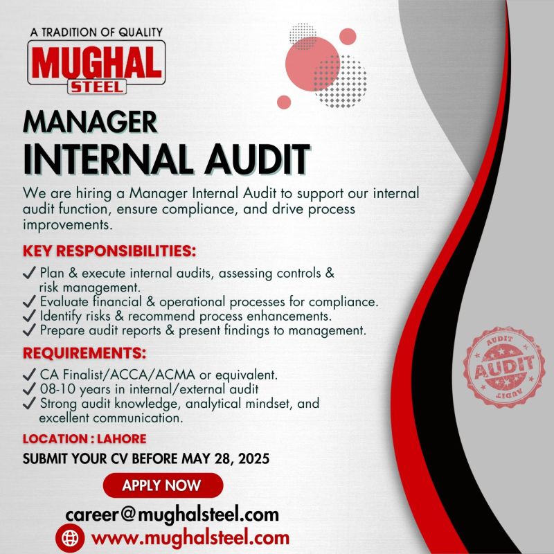 Mughal Steel Jobs Manager Internal Audit 1