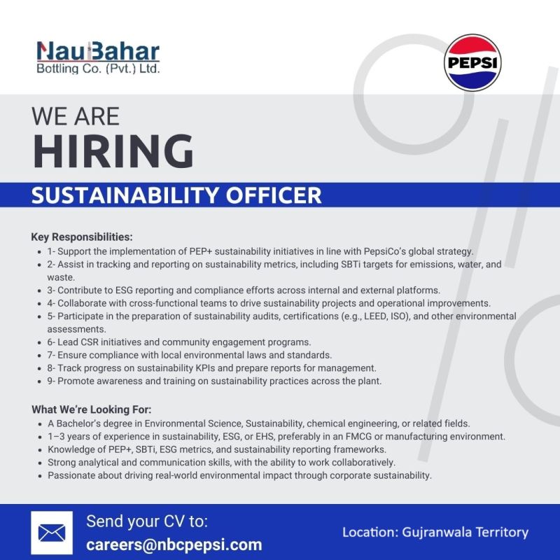 Naubahar Bottling Company Limited Jobs Sustainability Officer 1