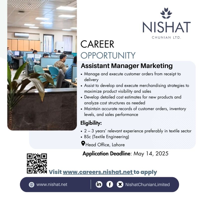 Nishat Chunian Limited Jobs Assitant Manager Marketing 1