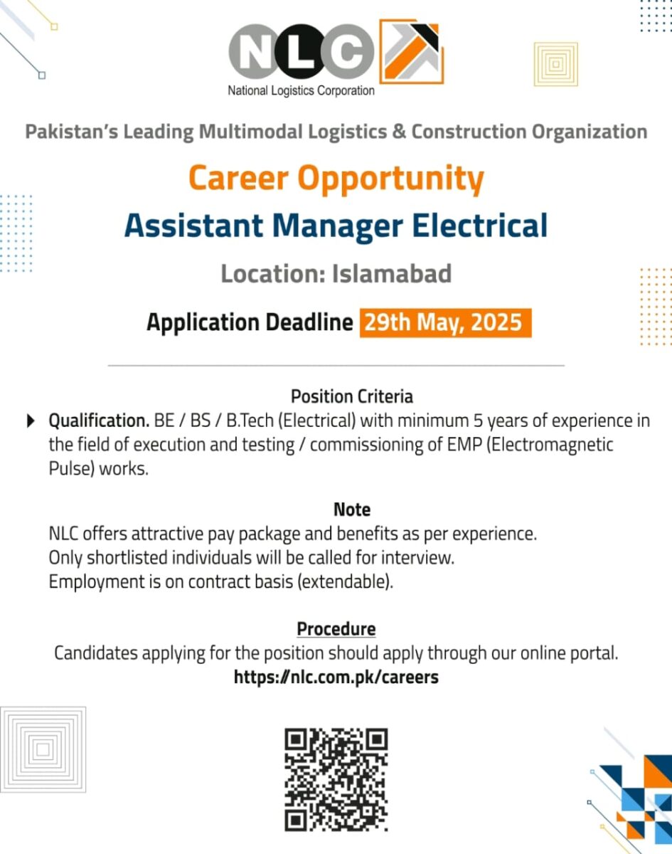 NLC National Logistics Corporation Jobs Assistant Manager Electrical 1