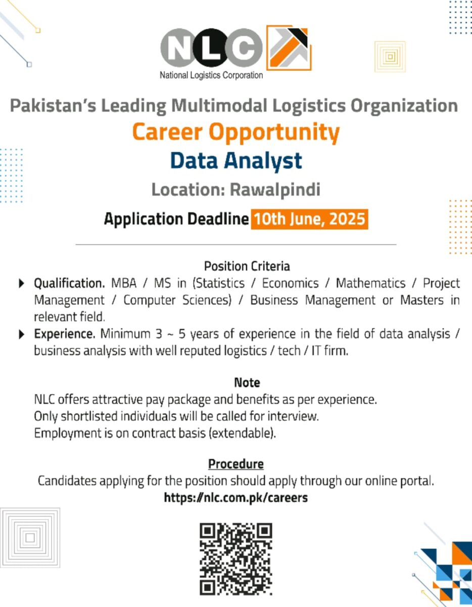 NLC National Logistics Corporation Jobs Data Analyst 1