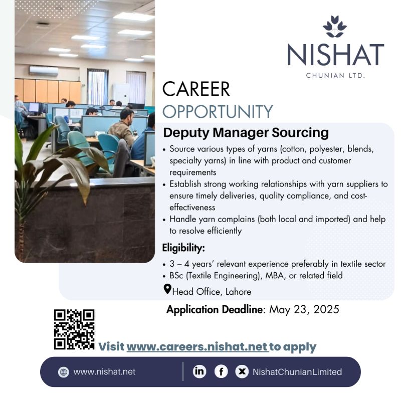 Nishat Chunian Ltd Jobs Deputy Manager Sourcing 1