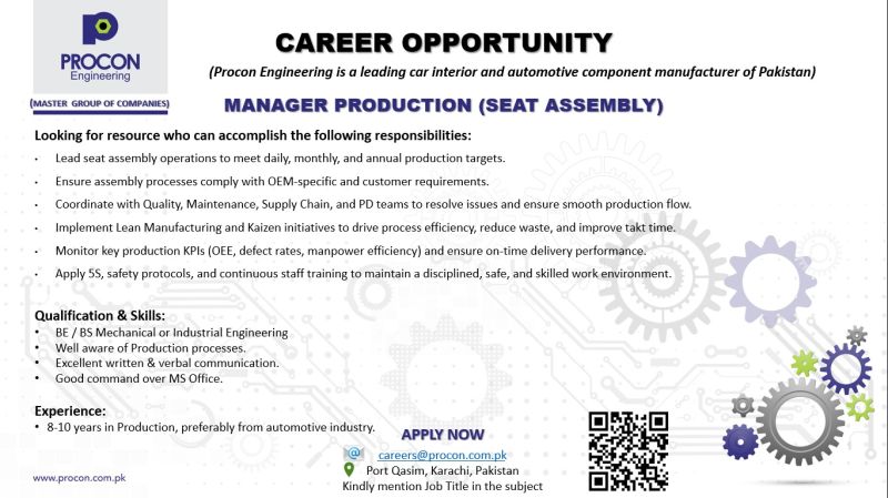 Procon Engineering Jobs Manager Production 1
