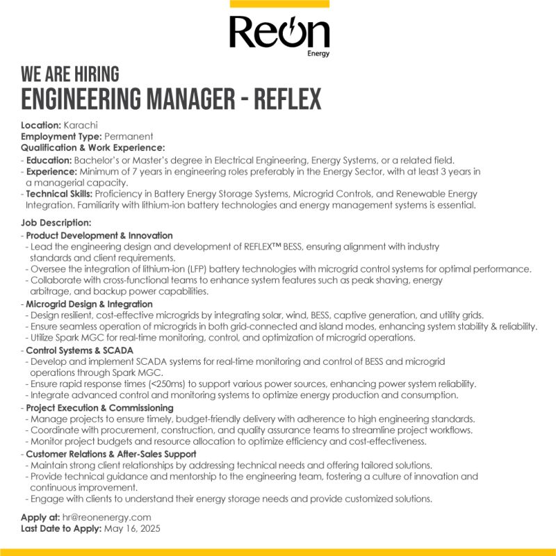 Reon Energy Limited Jobs Engineering Manager Reflex 1