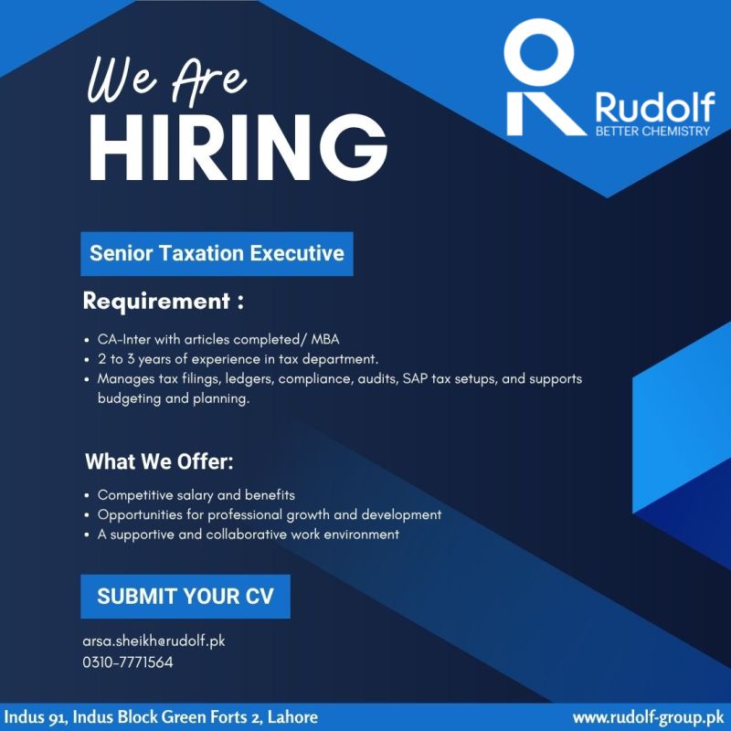 Rudolf Life Sciences Pvt Ltd Jobs Senior Taxation Executive 1