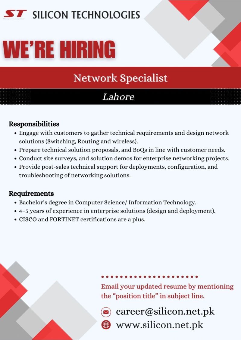 Silicon Technologies Jobs Network Specialist 1