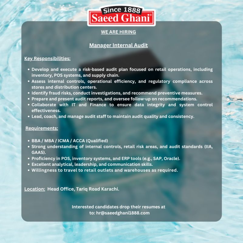 Saeed Ghani Jobs Manager Internal Audit 1