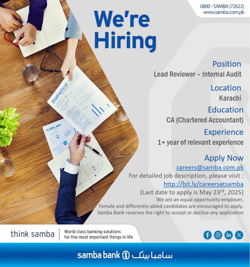 Samba Bank Limited Jobs Lead Reviewer Internal Audit 1