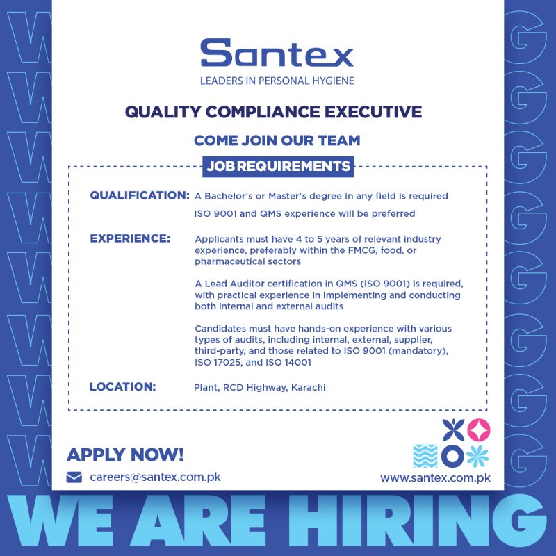 Santex Pakistan Jobs Quality Compliance Executive 1