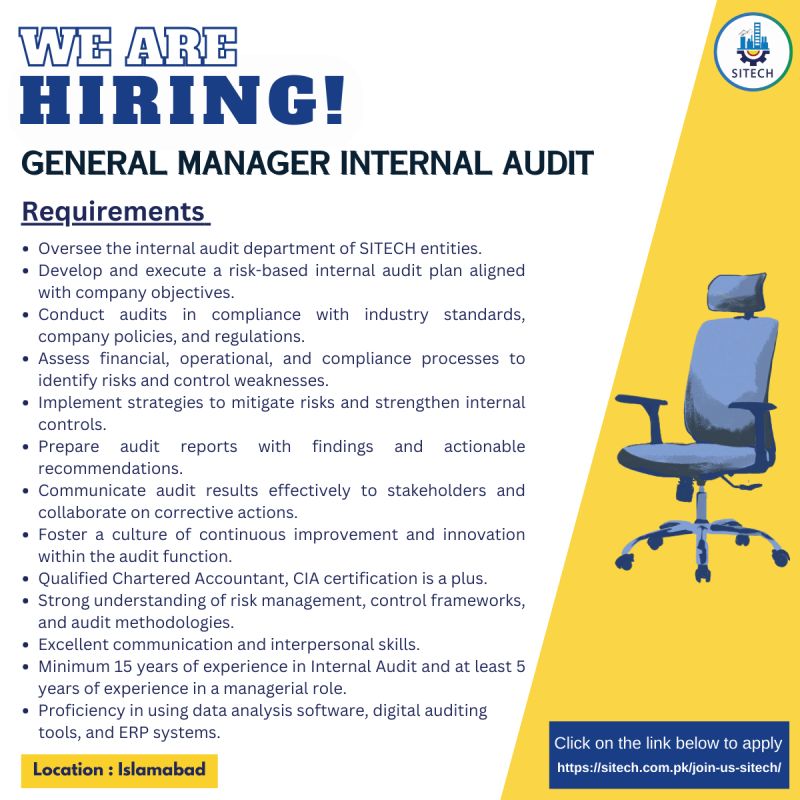SITECH Jobs General Manager Internal Audit 1