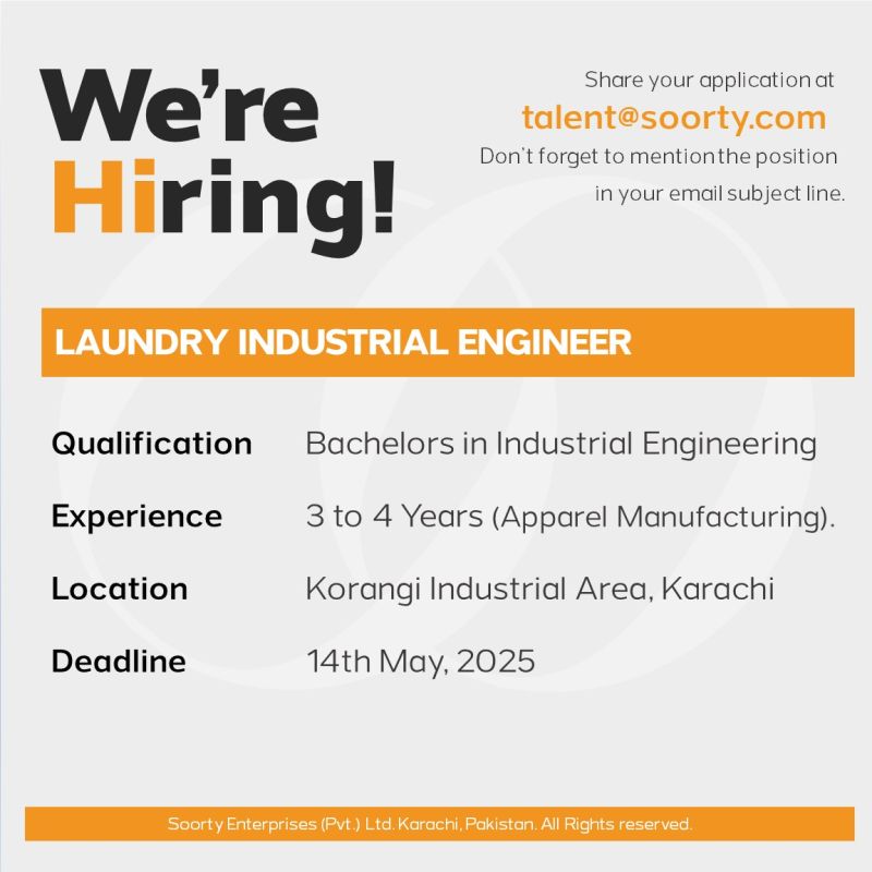 Soorty Enterprises Jobs Laundry Industrial Engineer 1