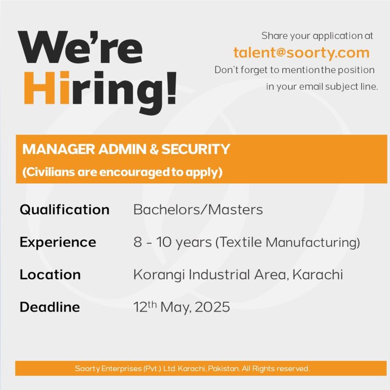 Soorty Enterprises Pvt Ltd Jobs Manager Admin & Security 1