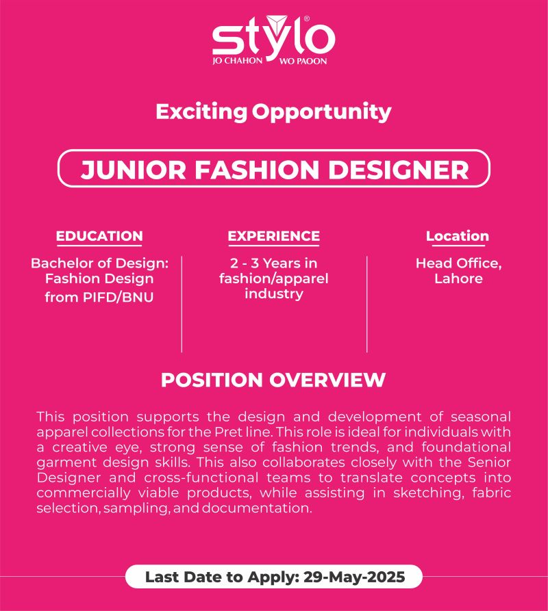 Stylo Pvt Ltd Jobs Junior Fashion Designer 1