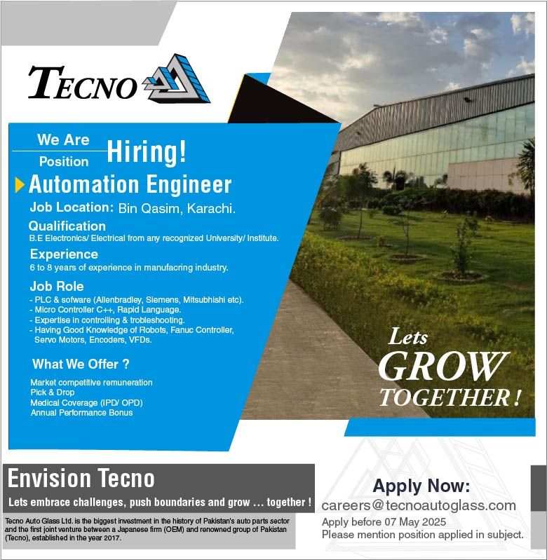 Techno Auto Glass Limited Jobs Automation Engineer 1