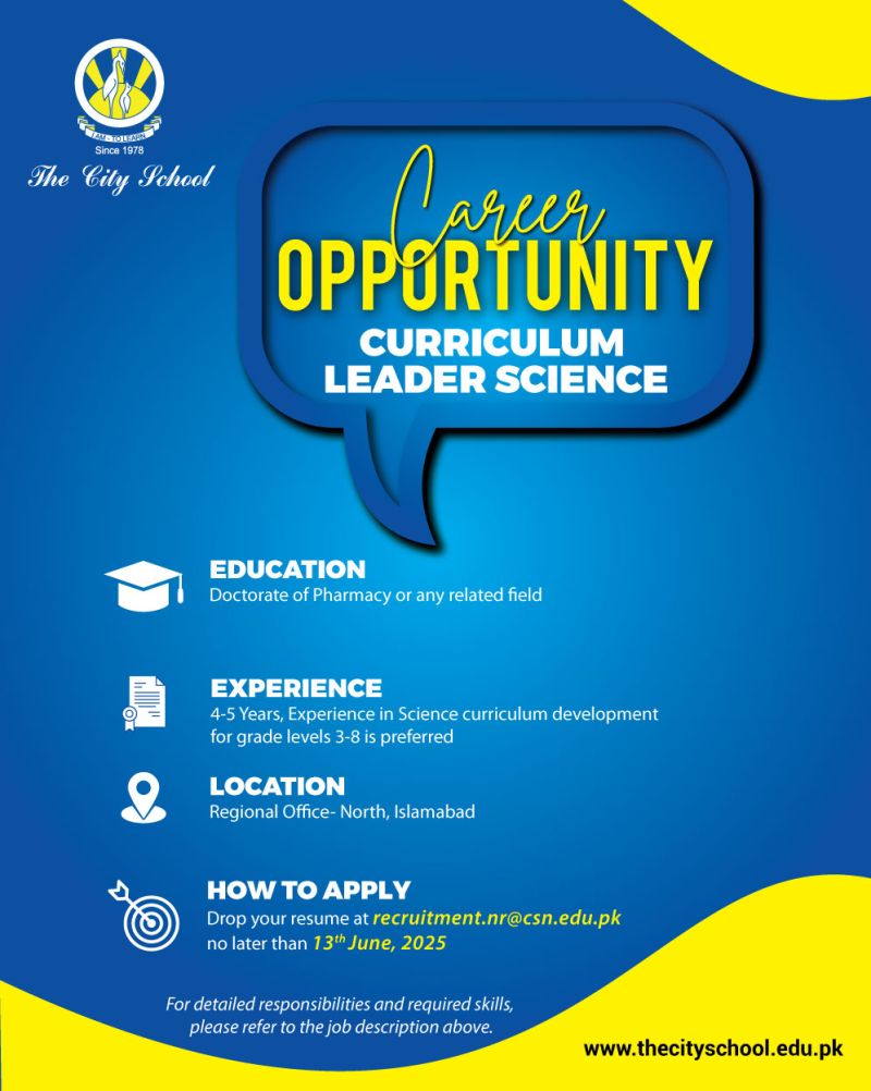 The City School Jobs Curriculum Leader Science 1