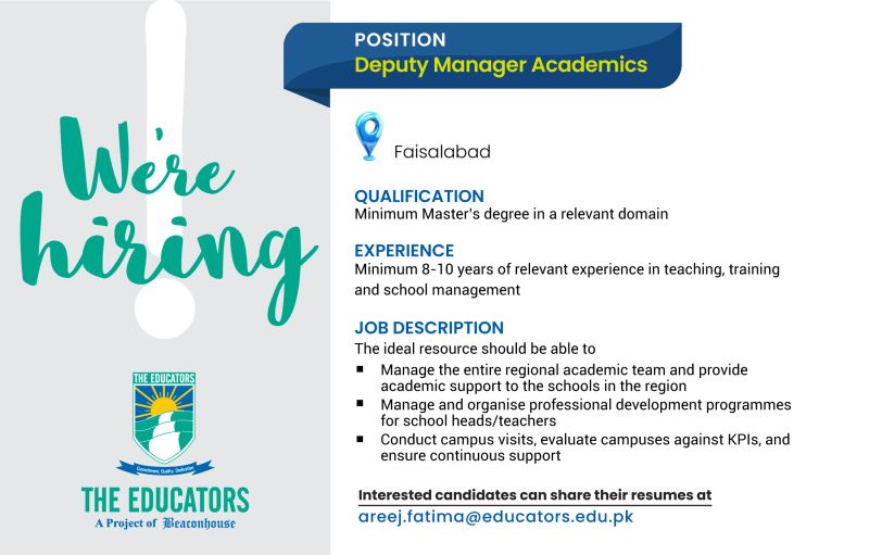 The Educators Jobs Deputy Manager Academics 1