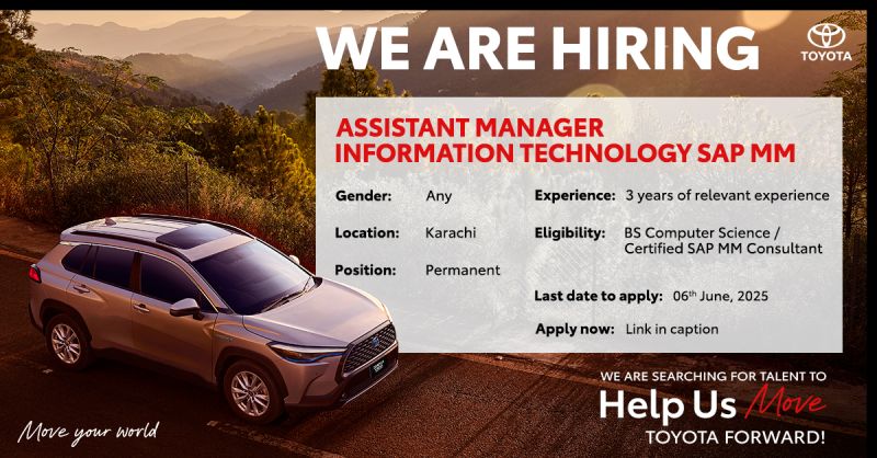 Toyota Pakistan Jobs Assistant Manager IT (SAP MM) 1