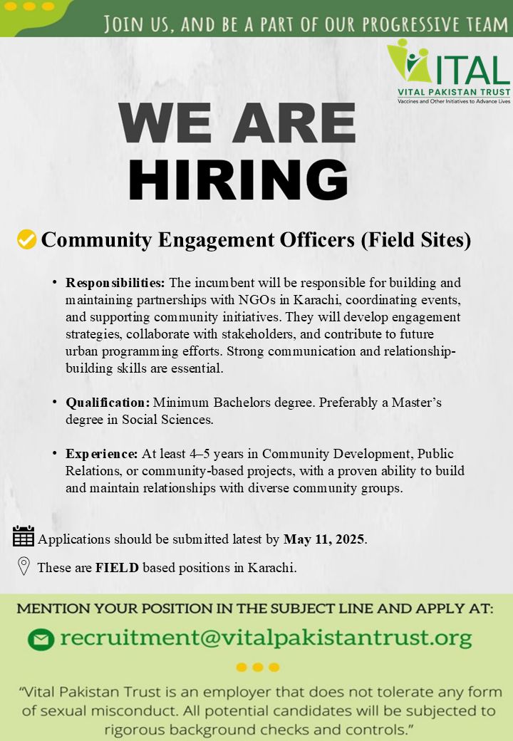 Vital Pakistan Trust Jobs Community Engagement Officers 1