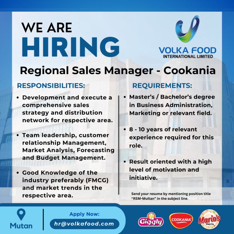Volka Food International Limited Jobs Regional Sales Manager 1