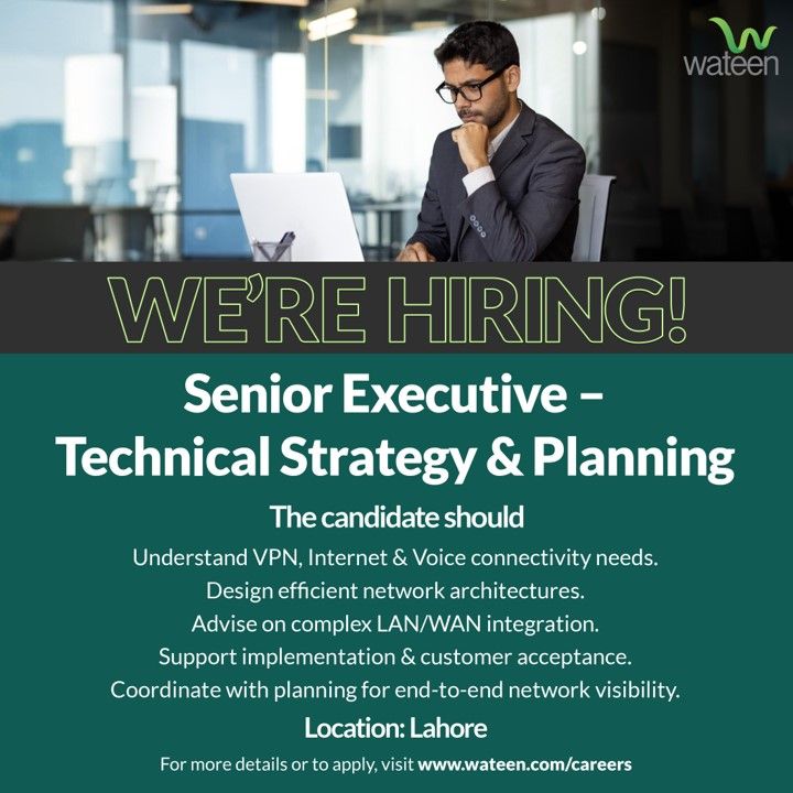 Wateen Telecom Limited Jobs Senior Executive Technical Strategy & Planning 1