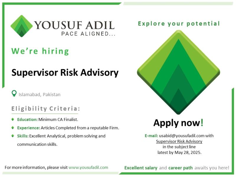 Yousuf Adil Consultancy Jobs Supervisor Risk Advisory 1