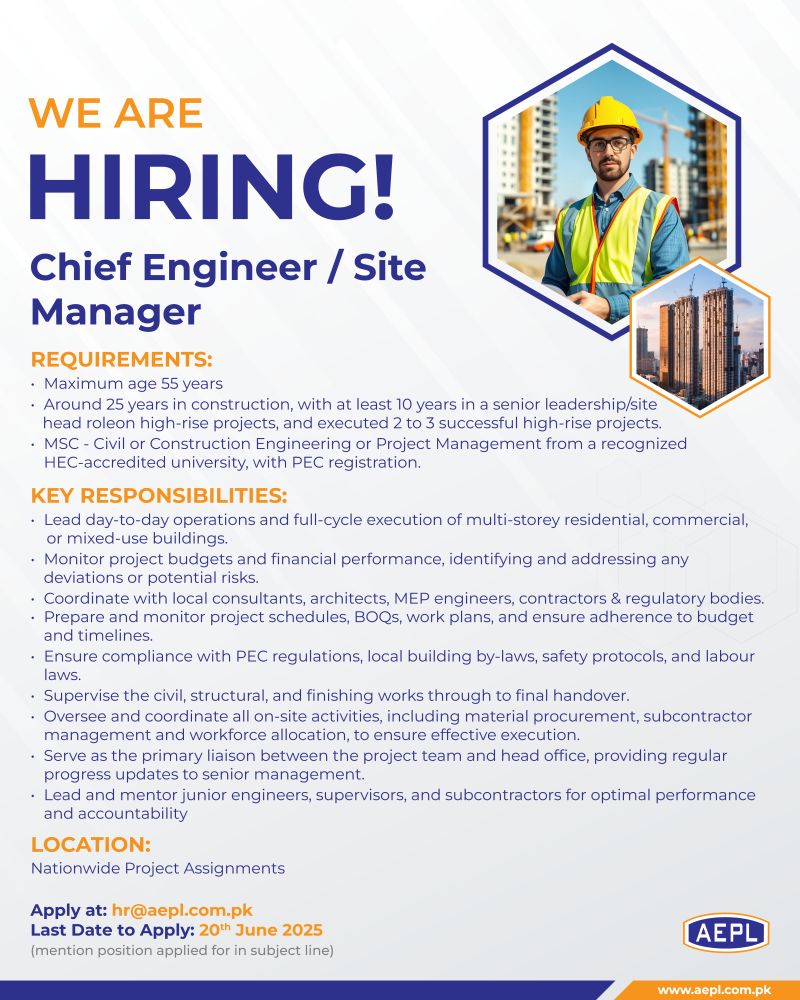 Albario Engineering Pvt Ltd AEPL Jobs Chief Engineer/Site Manager 1