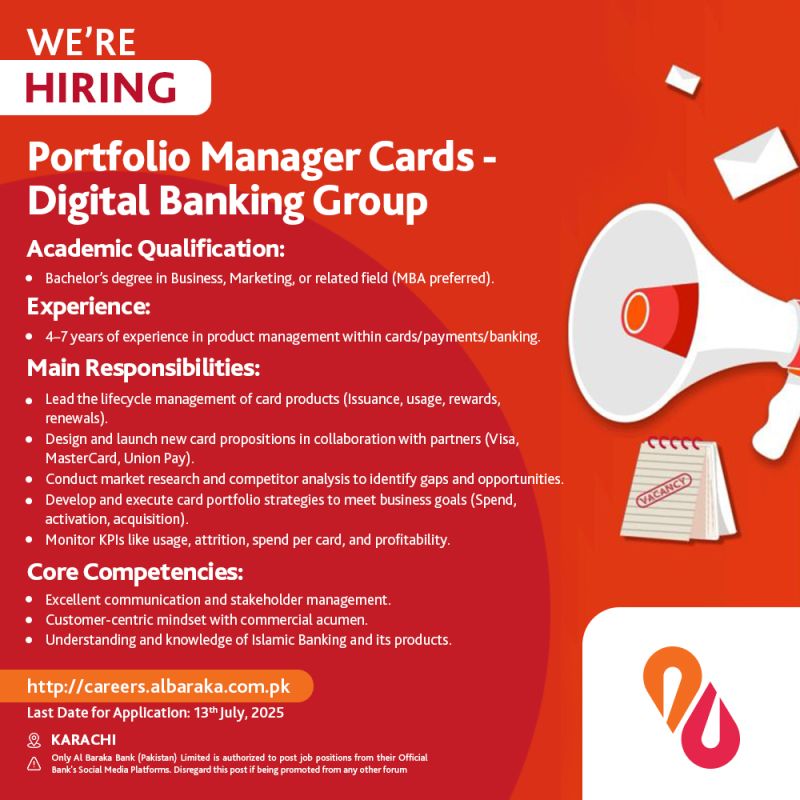 Al Baraka Bank (Pakistan) Limited Jobs Portfolio Manager Cards 1