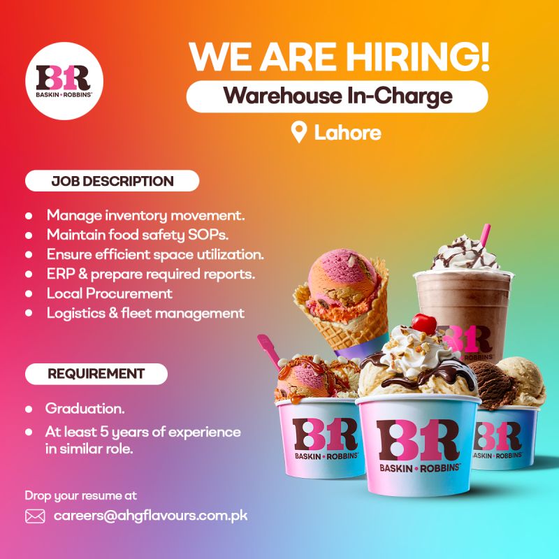 Baskin Robbins BR Pakistan Jobs Warehouse InCharge 1