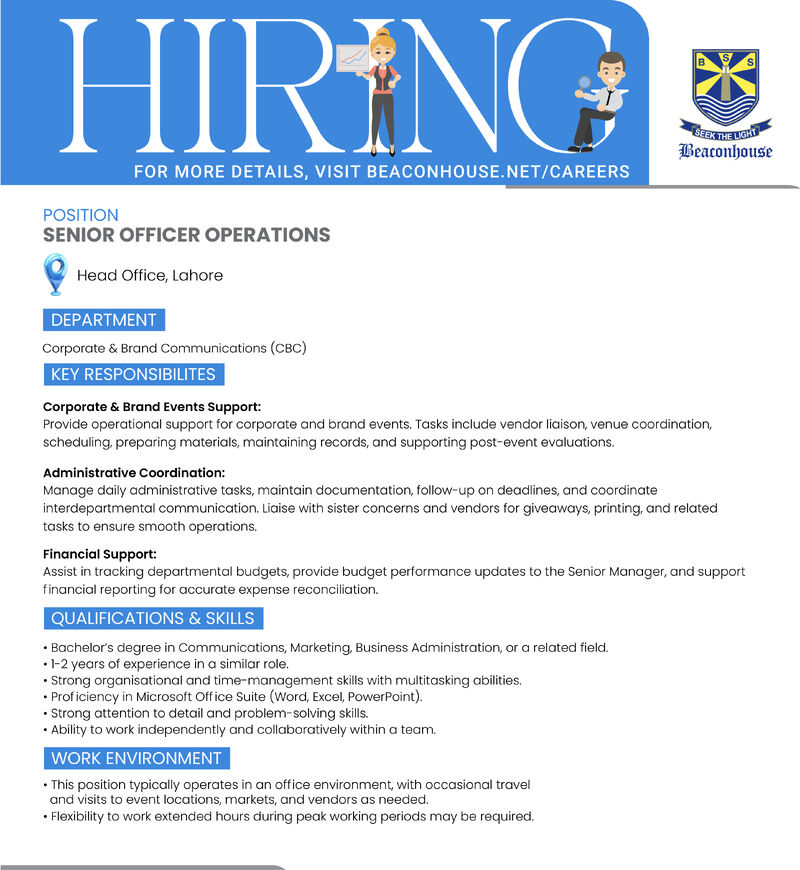 Beaconhouse Group Jobs Sr Officer Operations 1