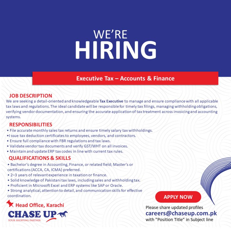 Chase Up Jobs Executive Tax 1