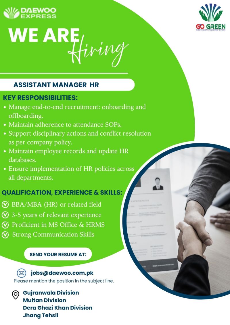 DAEWOO Express Jobs Assistant Manager HR 1