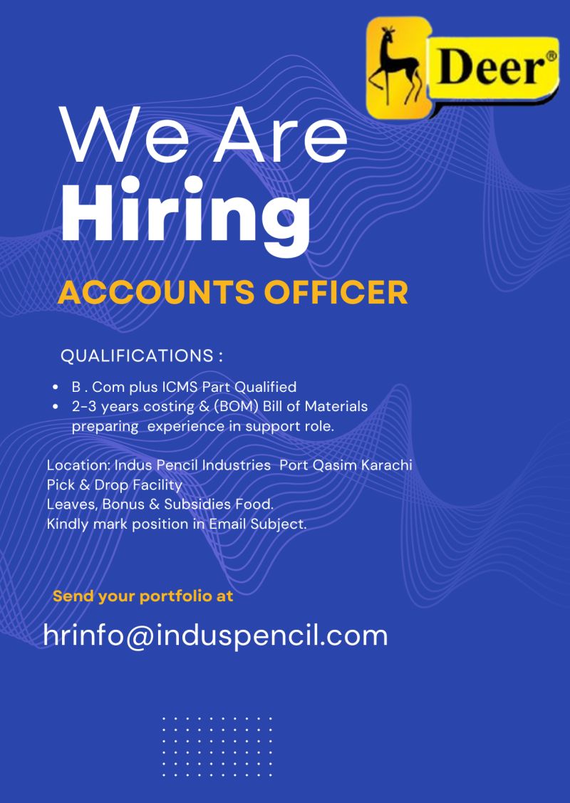 Deer Indus Pencil Jobs Accounts Officer 1
