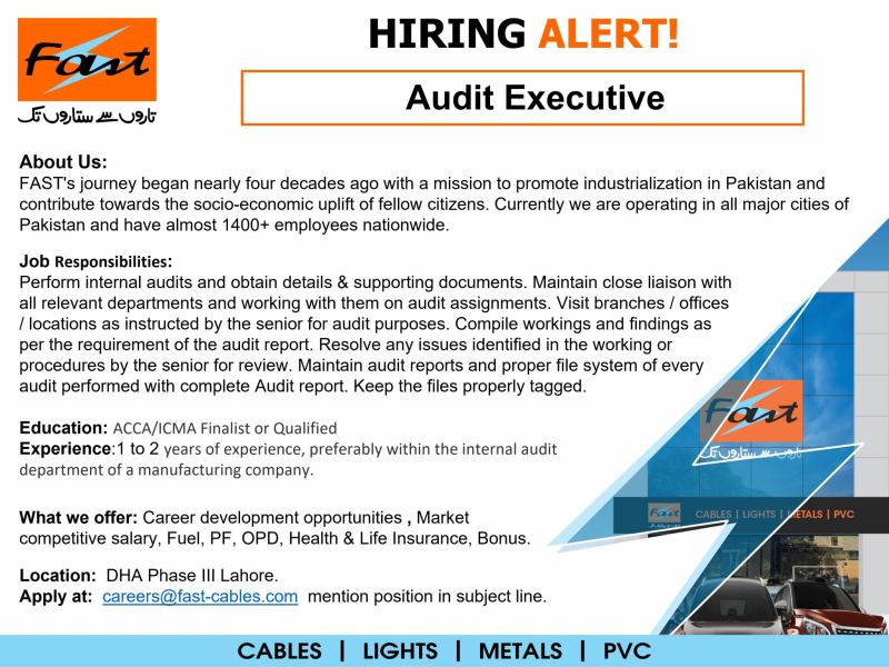 Fast Cables Limited Jobs Audit Executive 1