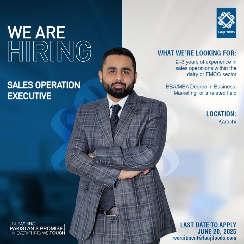 Organization: Fauji Foods Limited Jobs Sales Operation Executive 1