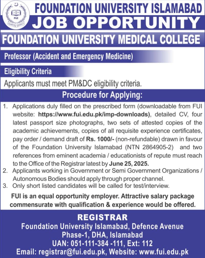 Foundation University Jobs Professor 1