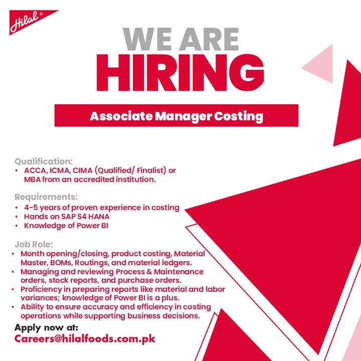 Hilal Foods Pvt Ltd Jobs AM Costing 1