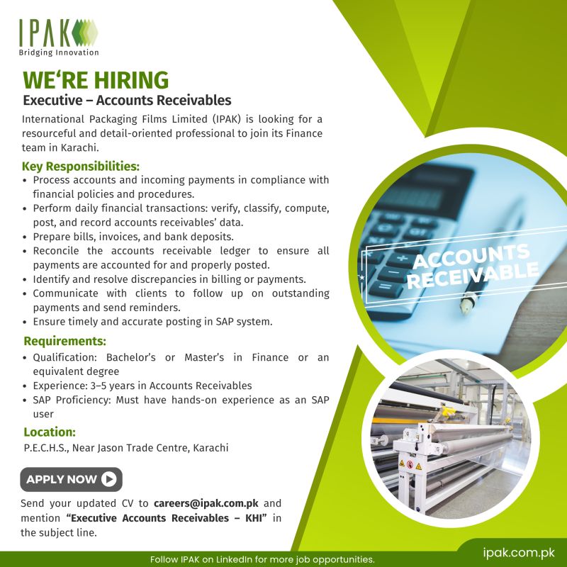 International Packaging Films Limited (IPAK) Jobs Executive Accounts Receivables 1