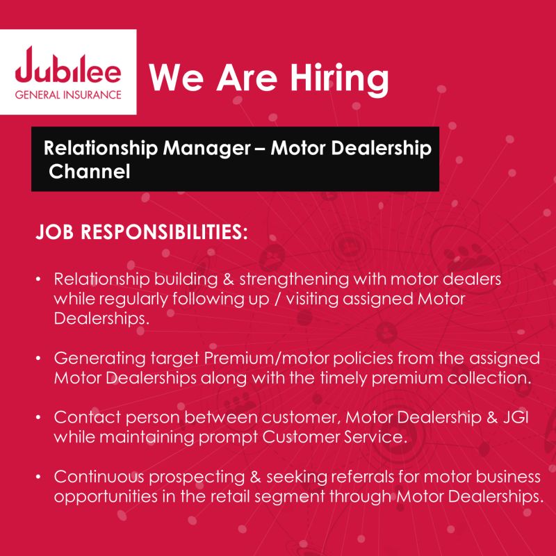 Jubilee General Insurance Jobs Relationship Manager 1