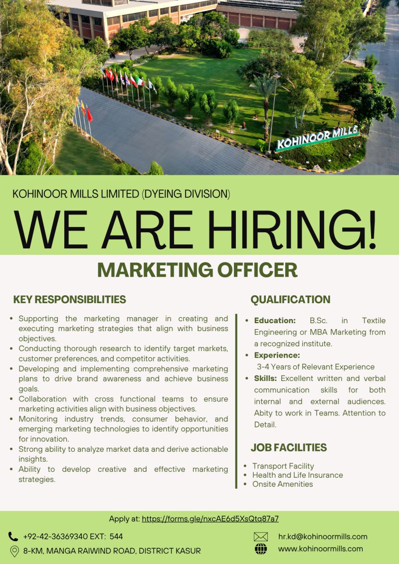 Kohinoor Mills Limited Jobs June 2025 2