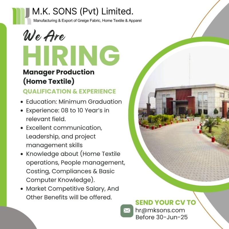 MK Sons Pvt Limited Jobs Manager Production (Home Textile) 1