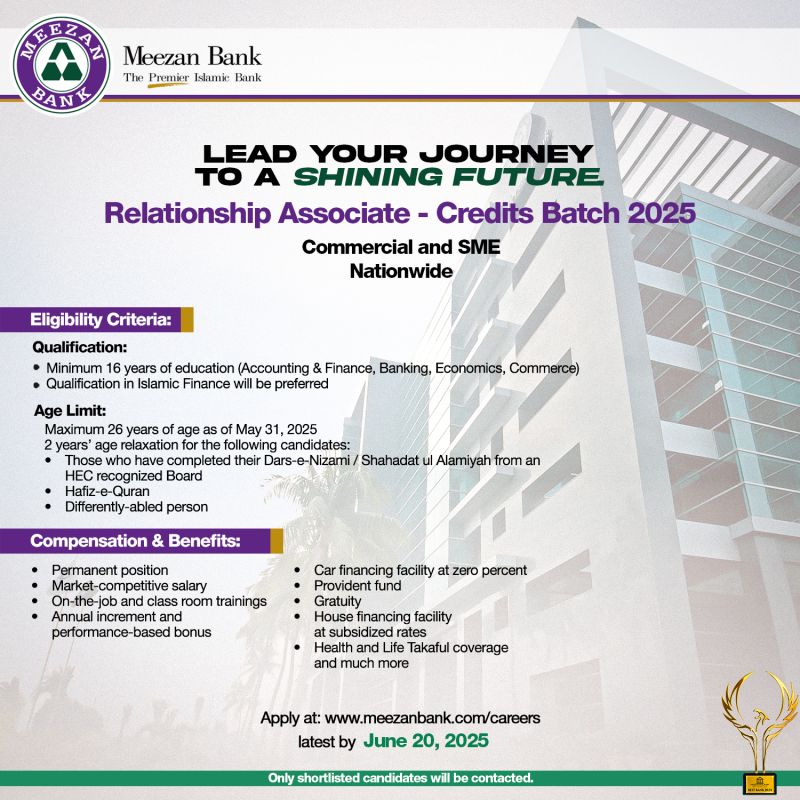 Meezan Bank Jobs Relationship Associate Credits Batch 2025 1