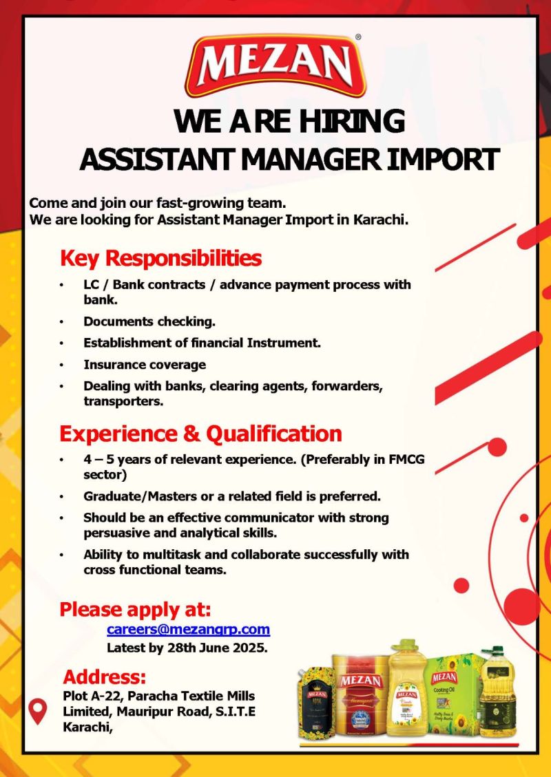 Mezan Group Jobs Assistant Manager Imports 1