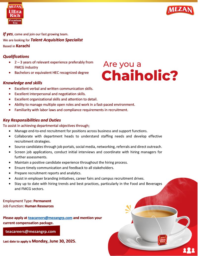 Mezan Tea Pvt Ltd Jobs Talent Acquisition Specialist 1