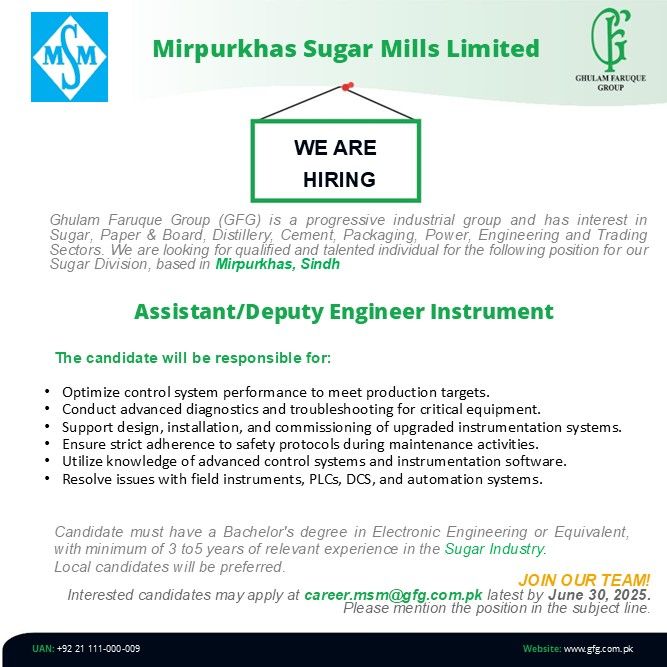 Mirpurkhas Sugar Mills Limited Jobs June 2025 2