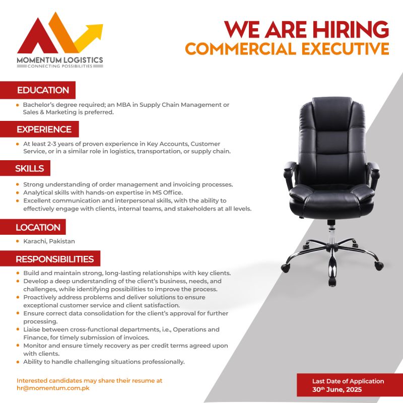Momentum Logistics Pvt Ltd Jobs Commercial Executive 1