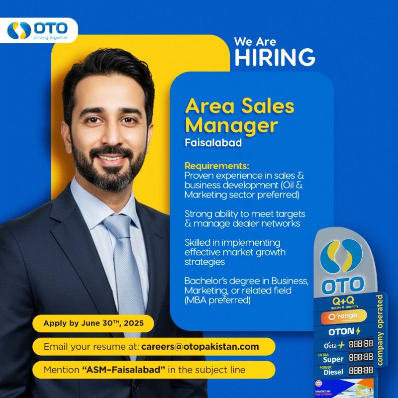 OTO Pakistan Jobs Area Sales Manager 1
