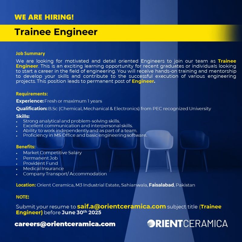 Orient Ceramics Jobs Trainee Engineer 12