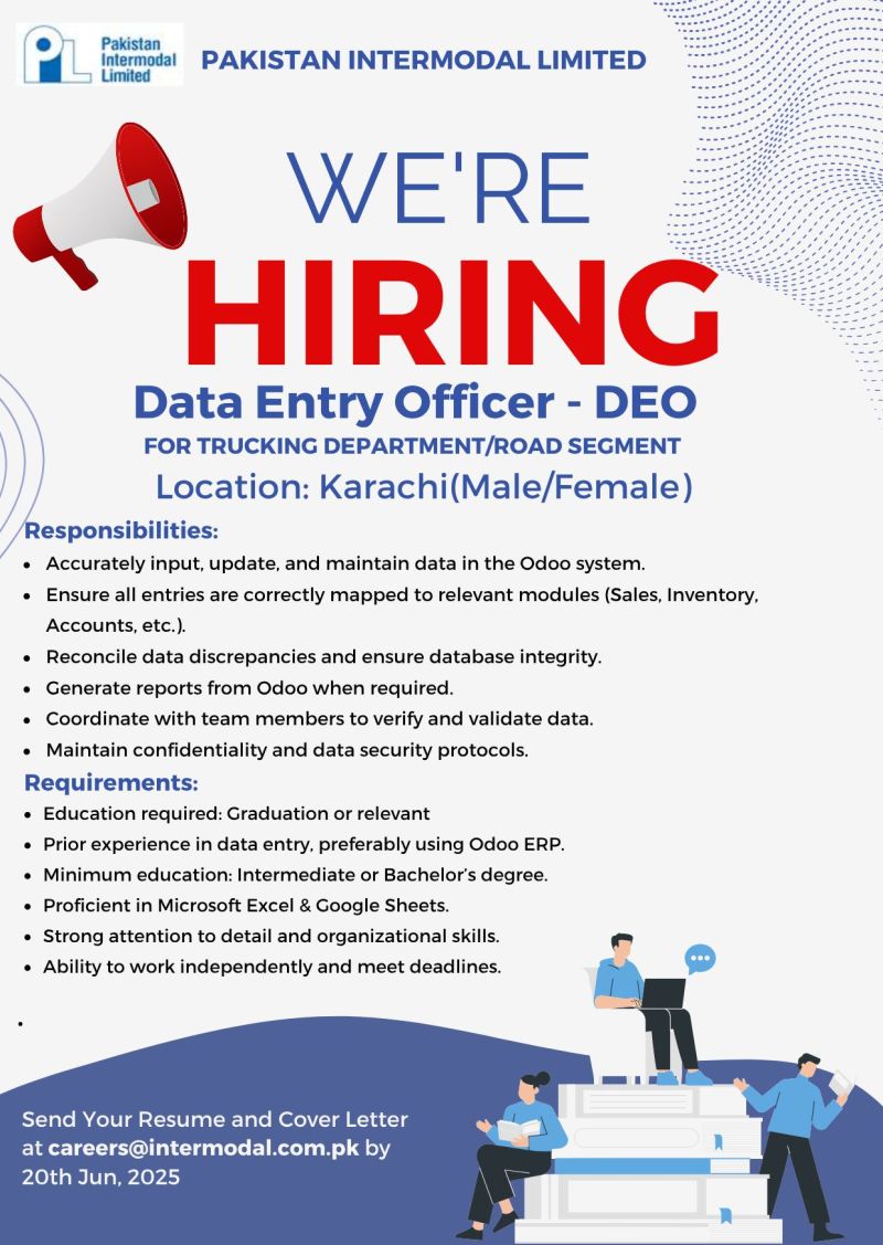 Pakistan Intermodal Limited Jobs Data Entry Officer DEO 1