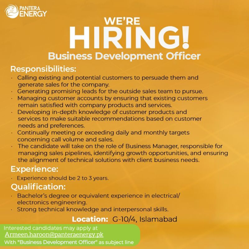 Pantera Energy Jobs Business Development Officer 1